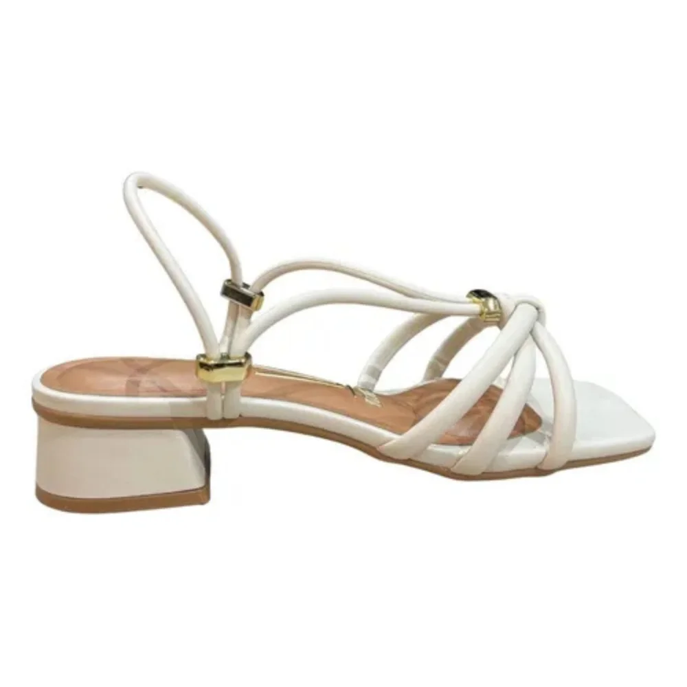 Sandalia Vizzano Feminina Branco Off Salto Bloco Tiras Branco Off 2