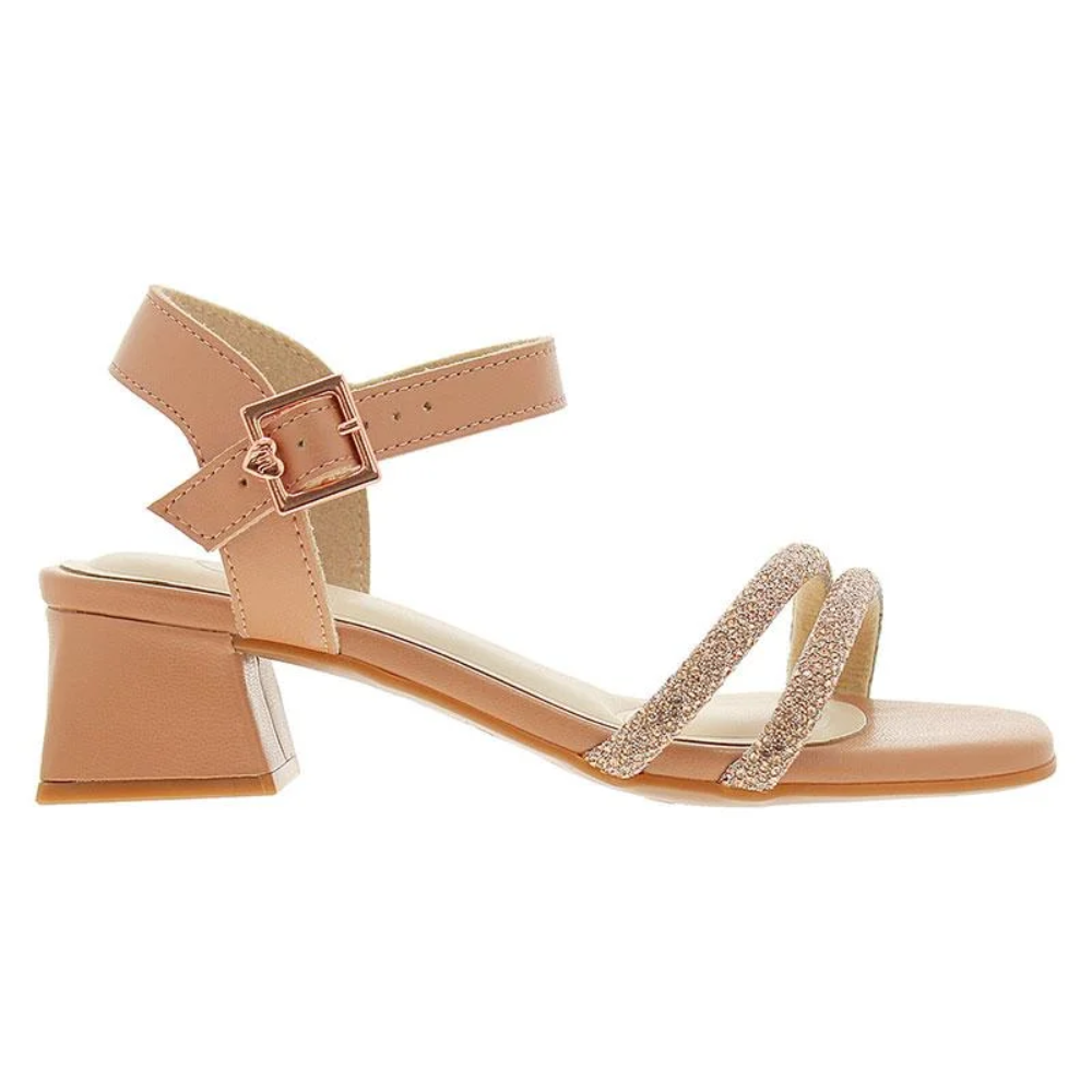 Sandalia Infantil Molekinha Tamanco Feminina Nude 2347107 Nude/Ouro Rosado 2