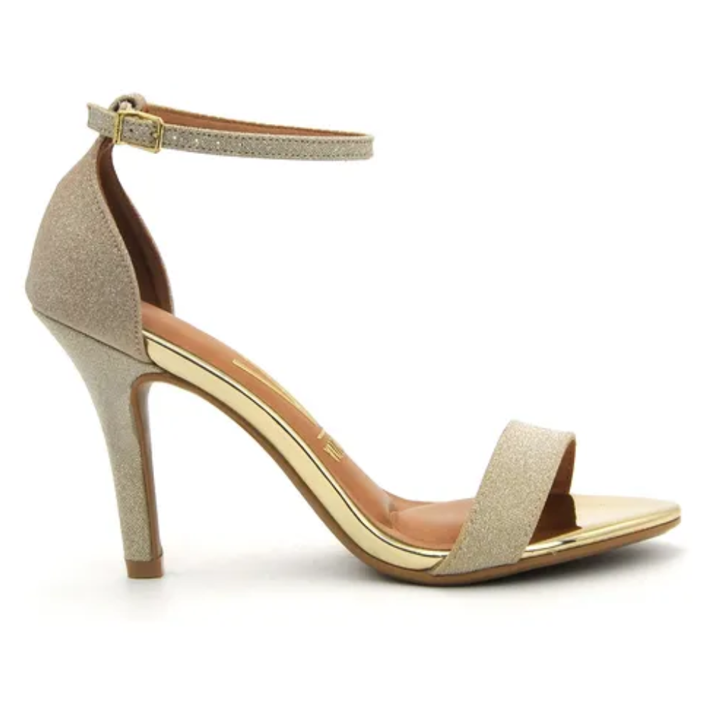 Sandalia Vizzano Feminina Dourada Salto Fino Festa
