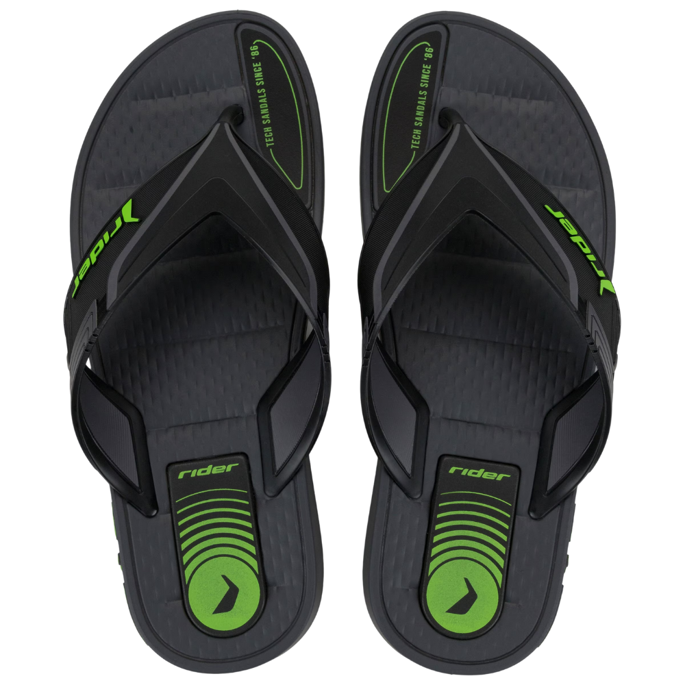 Chinelo Rider Dedo Sprint Masculino Preto e Verde 12015