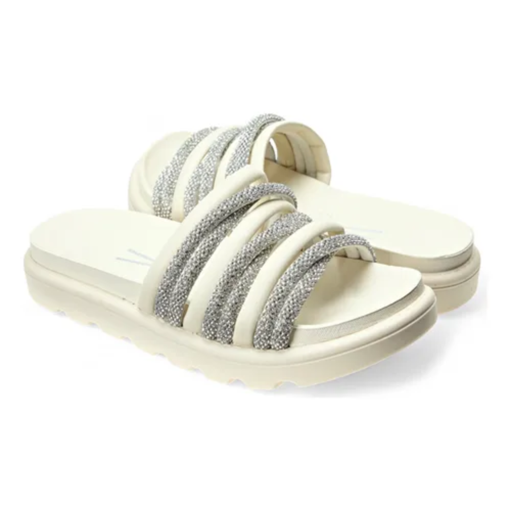 Tamanco Vizzano Tiras Strass Elegante Branco Off Branco 5