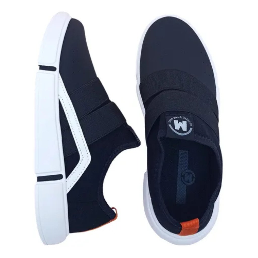 Tenis Meninos Molekinho Elastico Modelo Casual  Preto/Branco 6