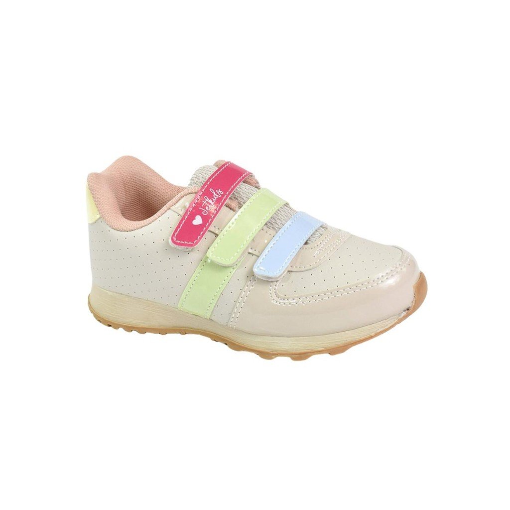 Tenis Infantil Jet Kids Menina Street Bege Verde Casual Bege/Verde 1