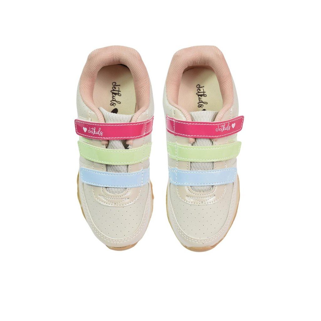 Tenis Infantil Jet Kids Menina Street Bege Verde Casual Bege/Verde 2