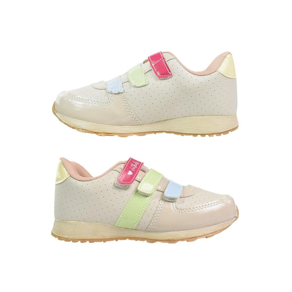 Tenis Infantil Jet Kids Menina Street Bege Verde Casual Bege/Verde 3