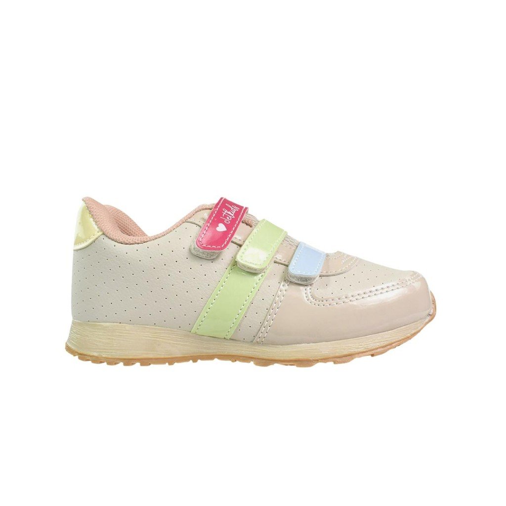 Tenis Infantil Jet Kids Menina Street Bege Verde Casual Bege/Verde 5