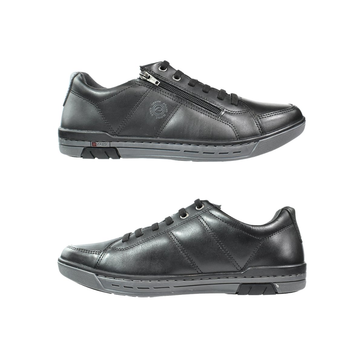 Sapatenis Pegada Couro Preto Carbono Conforto e Estilo Preto/Carbono 4