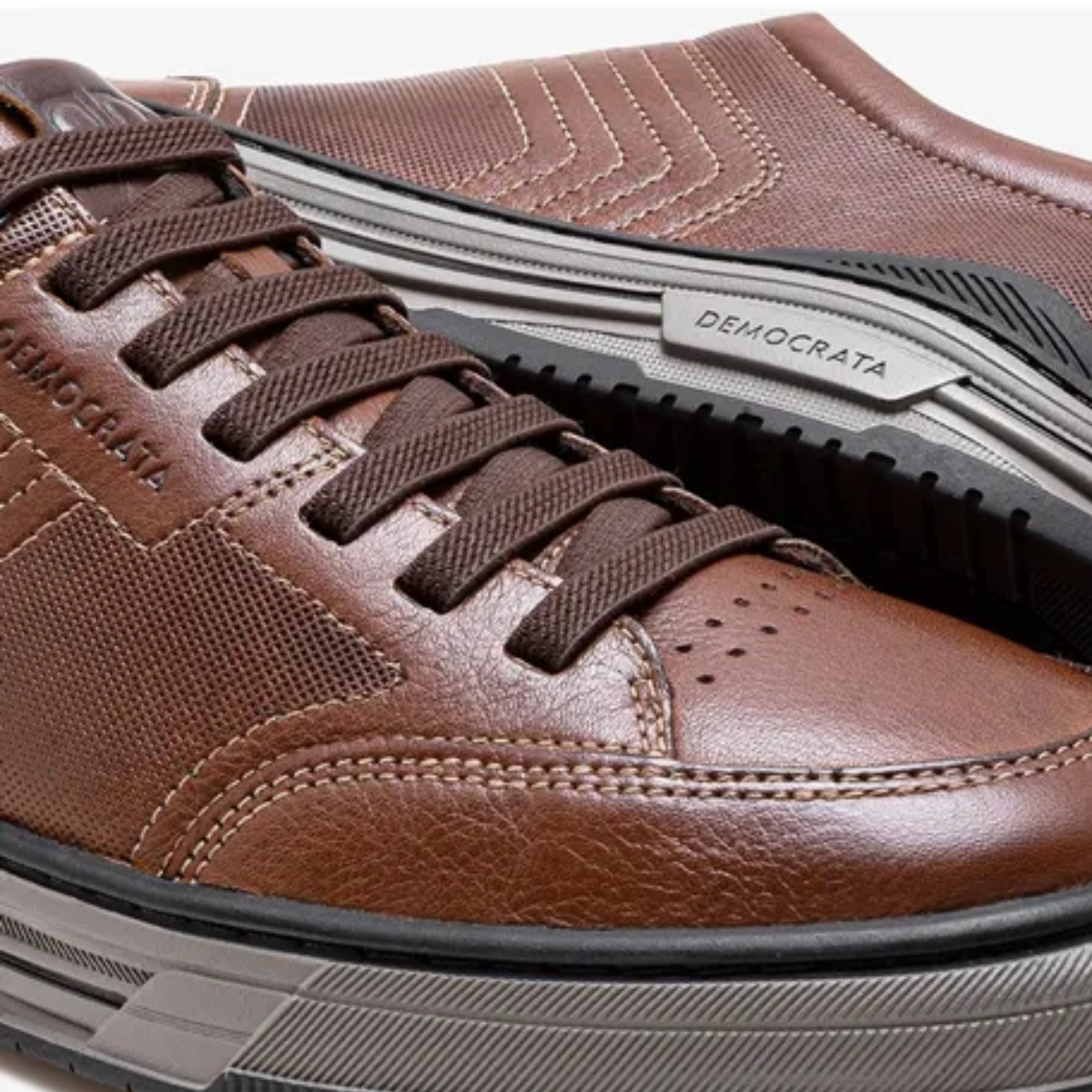 Sapatenis Masculino Democrata Couro Dylan Navy Conhaque 2