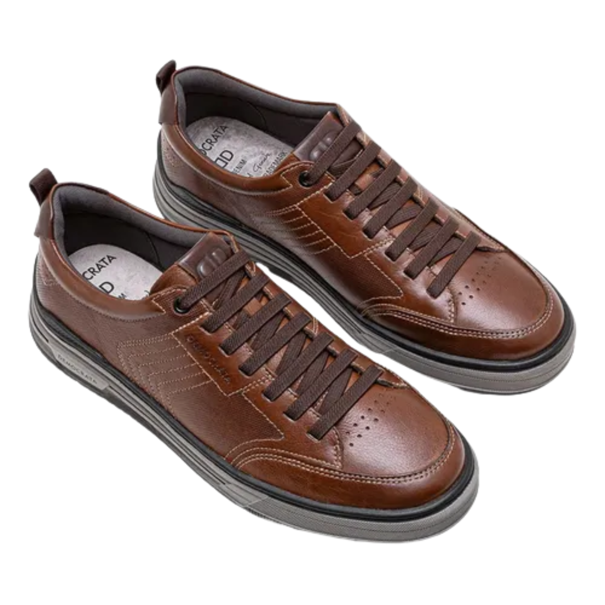 Sapatenis Masculino Democrata Couro Dylan Navy Conhaque 3