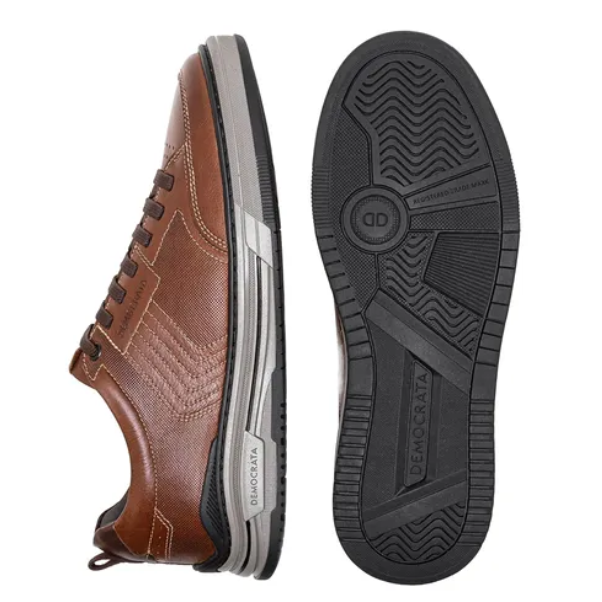 Sapatenis Masculino Democrata Couro Dylan Navy Conhaque 4