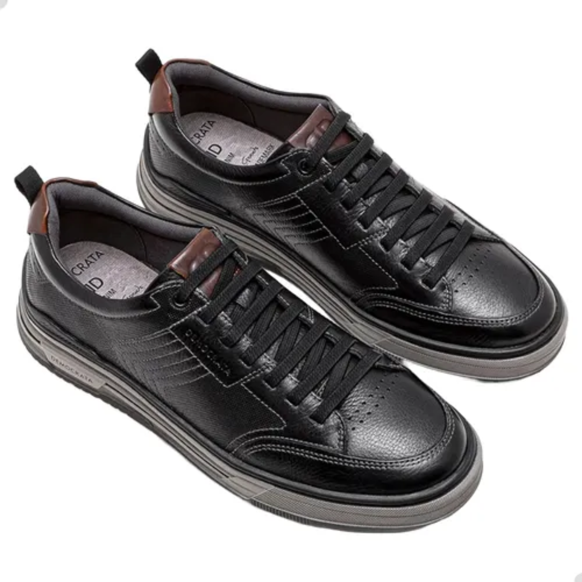 Sapatenis Masculino Democrata Couro Dylan Navy Preto 2