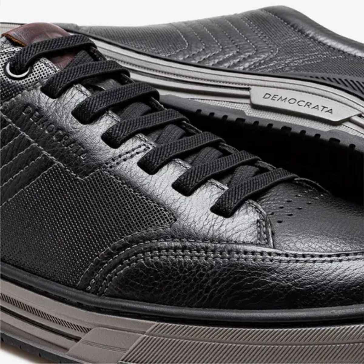 Sapatenis Masculino Democrata Couro Dylan Navy Preto 3