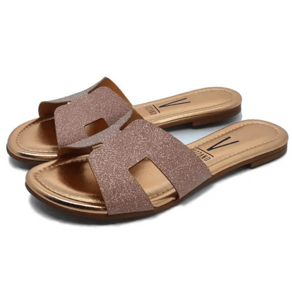 Rasteira Vizzano Feminina Ouro Rosado Brilho Slide Ouro/Rosado 2