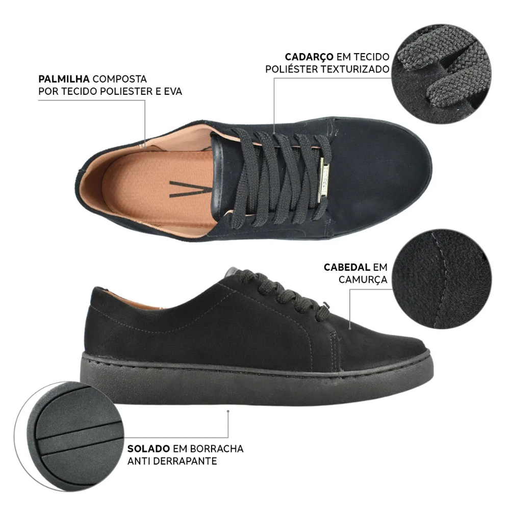 Tenis Casual Feminino Vizzano Preto 4