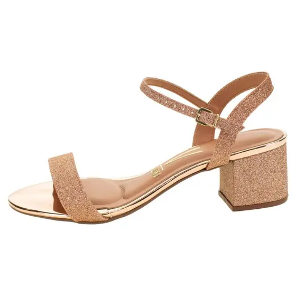 Sandalia Vizzano Feminina Ouro Rosado Salto Bloco Brilho Ouro/Rosado 2