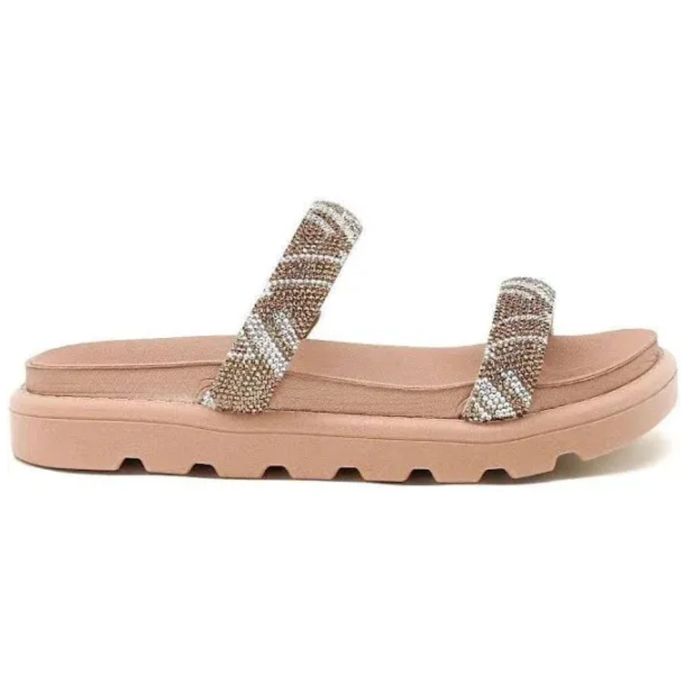 Papete Vizzano Feminina Nude Tamanco Pedraria Conforto