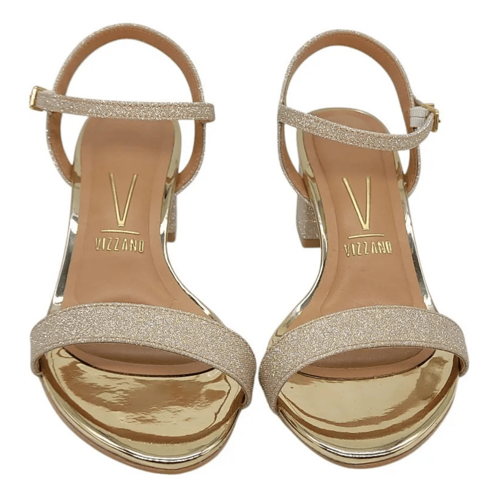 Sandalia Vizzano Feminina Dourada Salto Bloco Fivela Dourado 4