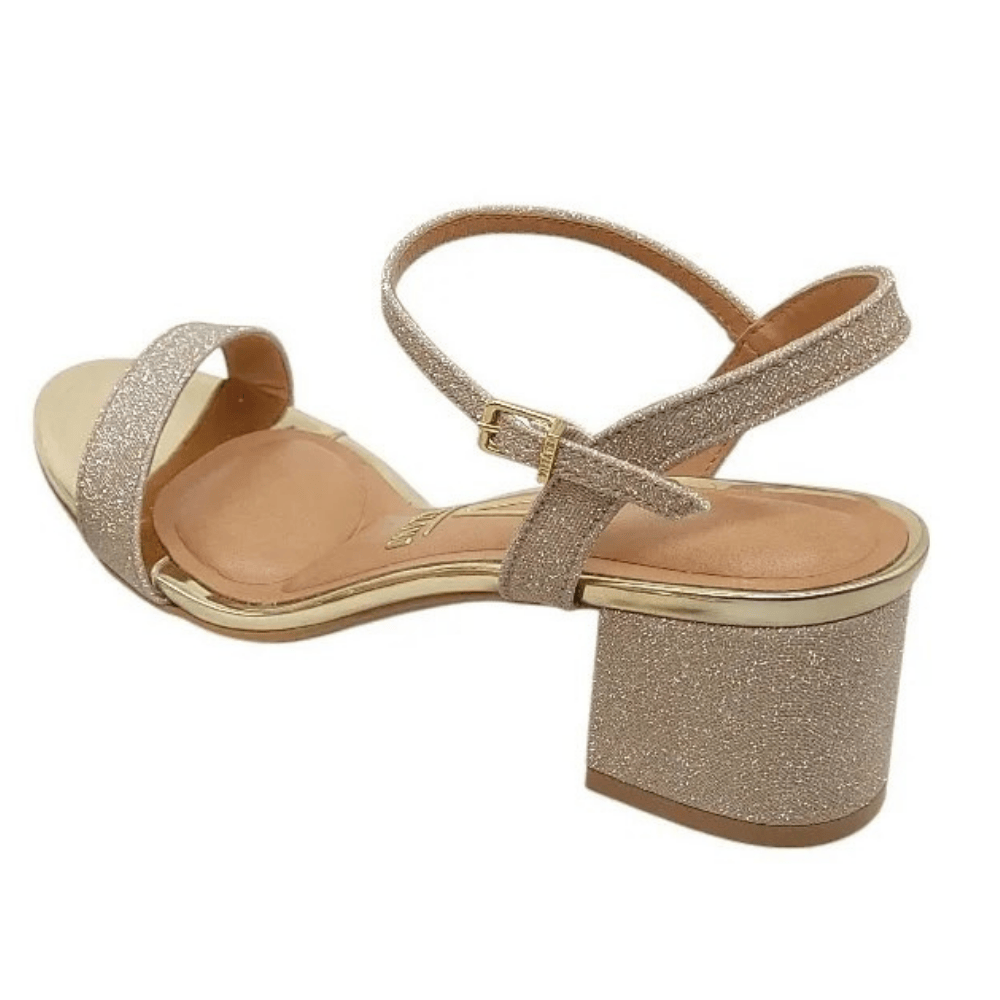 Sandalia Vizzano Feminina Dourada Salto Bloco Fivela Dourado 5