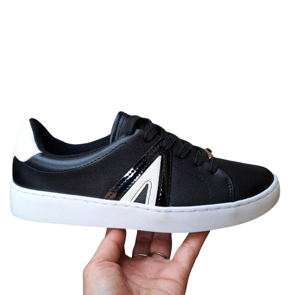 Sapato Casual Feminino Tenis Vizzano Preto Preto/Branco 2