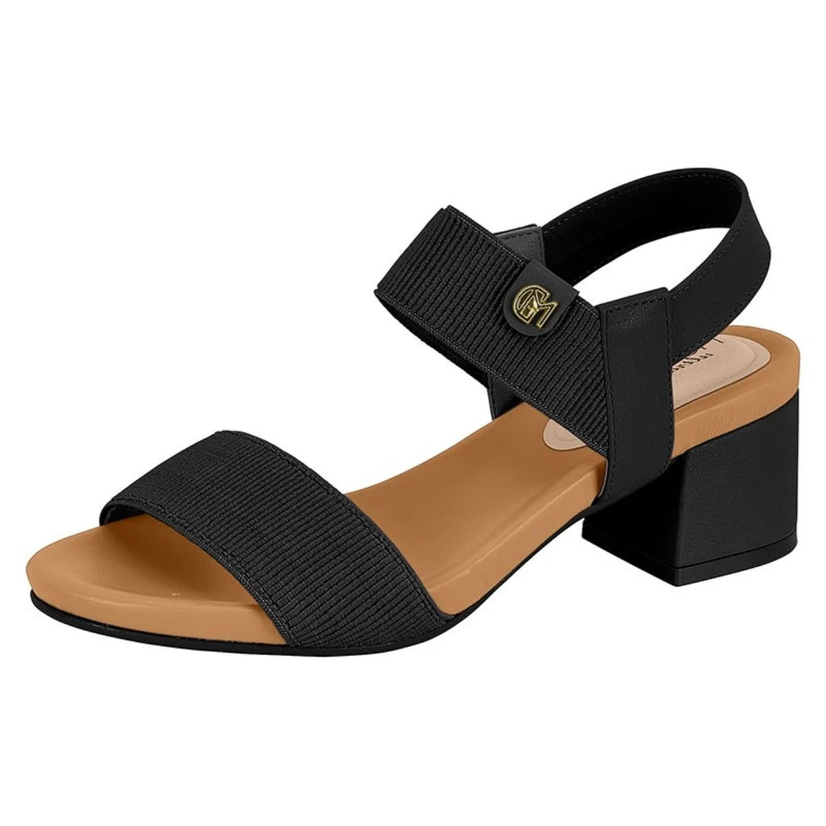 Sandalia Modare Bloco Elastano Conforto Feminina Preto/Camel 2