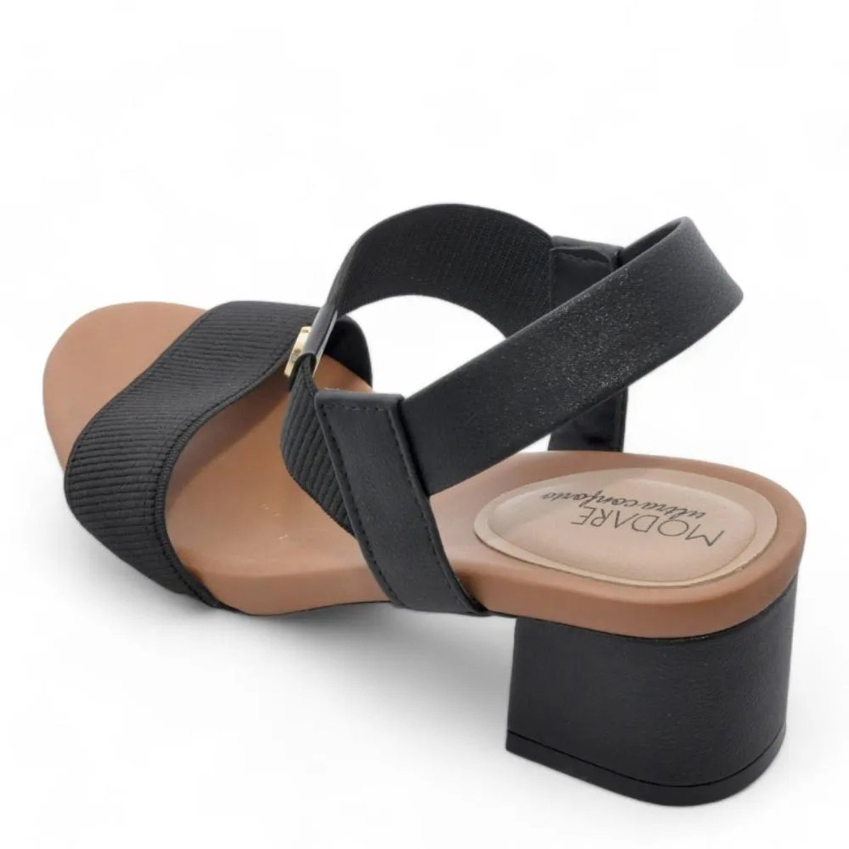 Sandalia Modare Bloco Elastano Conforto Feminina Preto/Camel 3