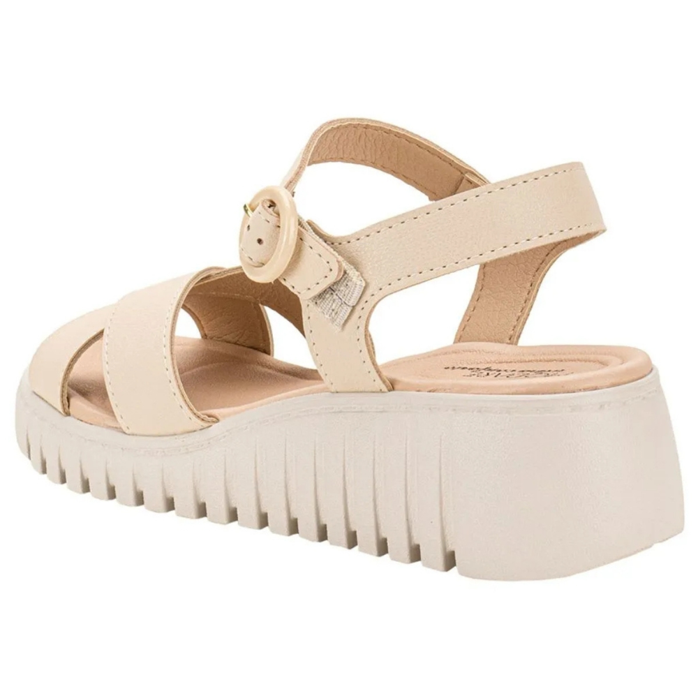 Sandalia Modare Anabela Tiras Cruzadas Conforto Creme Creme 4