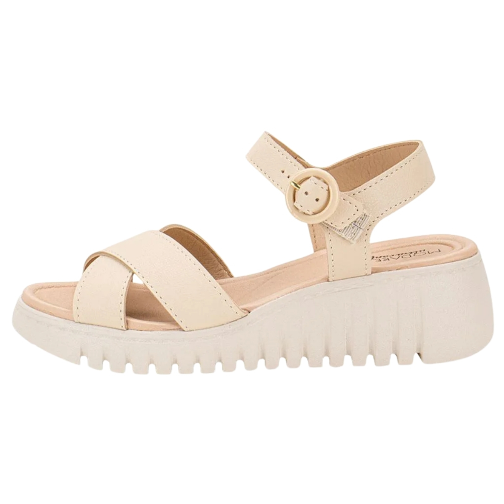 Sandalia Modare Anabela Tiras Cruzadas Conforto Creme Creme 6