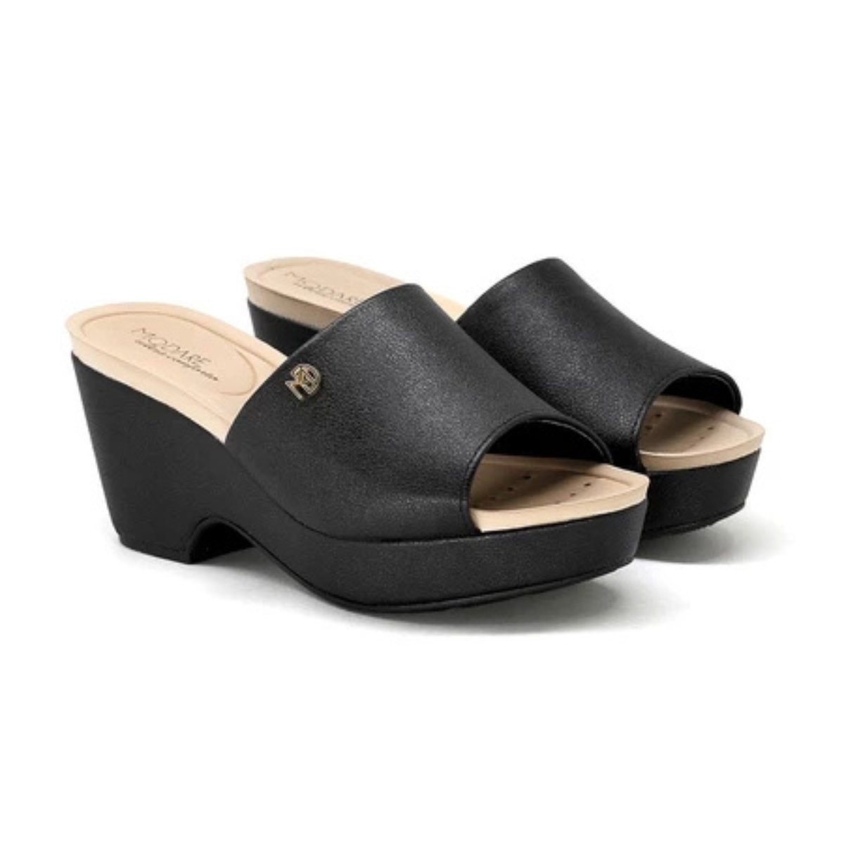 Tamanco Modare Plataforma Anabela Conforto Preto Preto 3