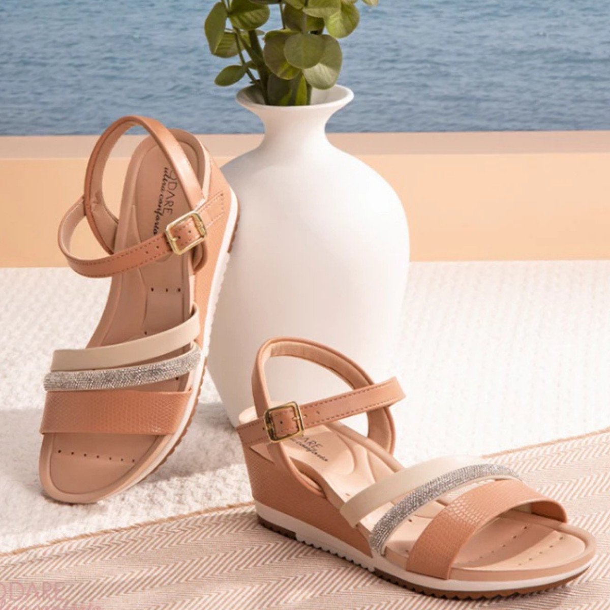 Sandalia Modare Anabela Conforto Elegancia Nude Nude 2