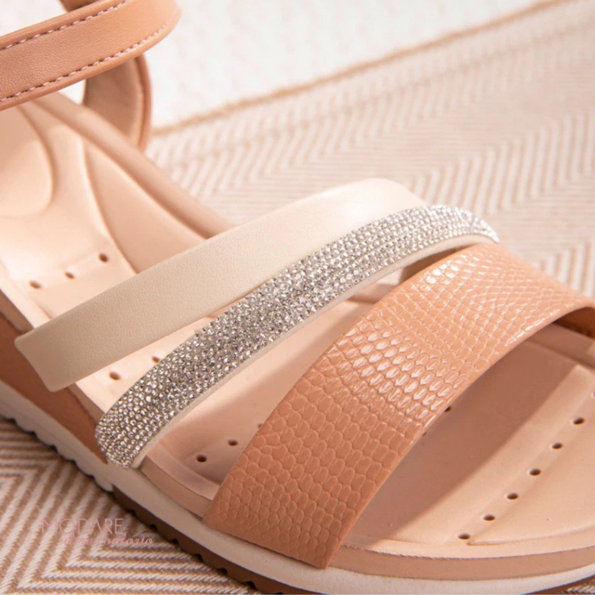 Sandalia Modare Anabela Conforto Elegancia Nude Nude 3