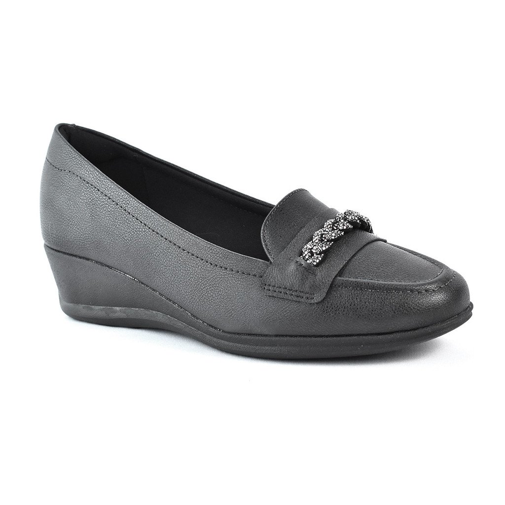 Modare Sapato Feminino Preto Strass Ultraconforto Preto/Grafite 1