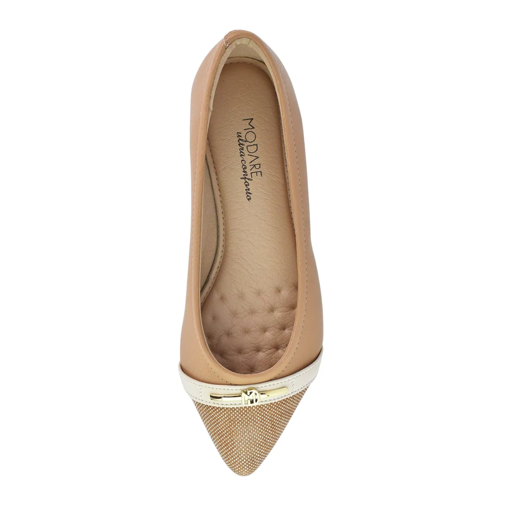 Sapatilha Modare Ultraconforto Fivela Feminina Elegante Tan/Camel/Creme 3