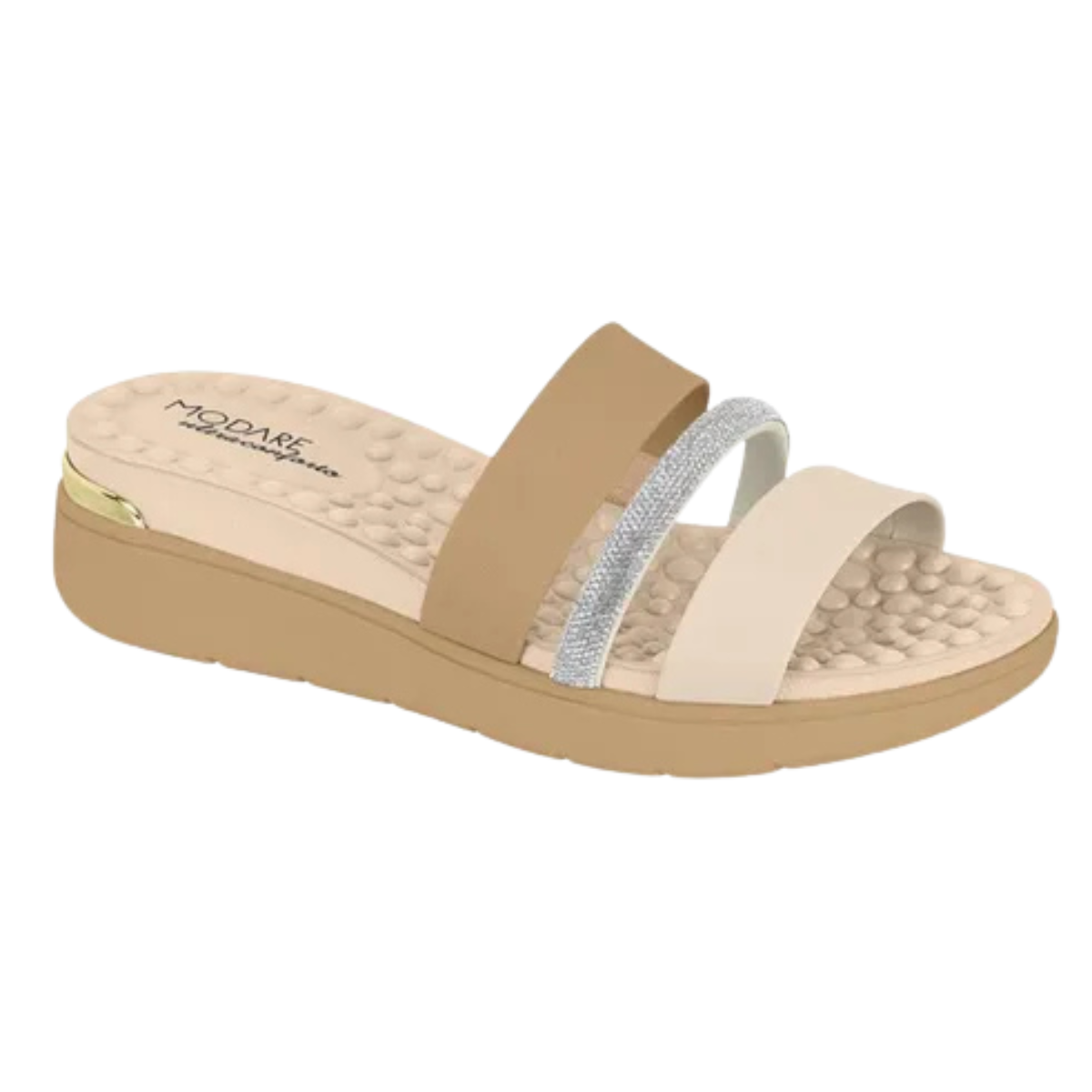 Modare Tamanco Elegante Creme Cinza Branco Off