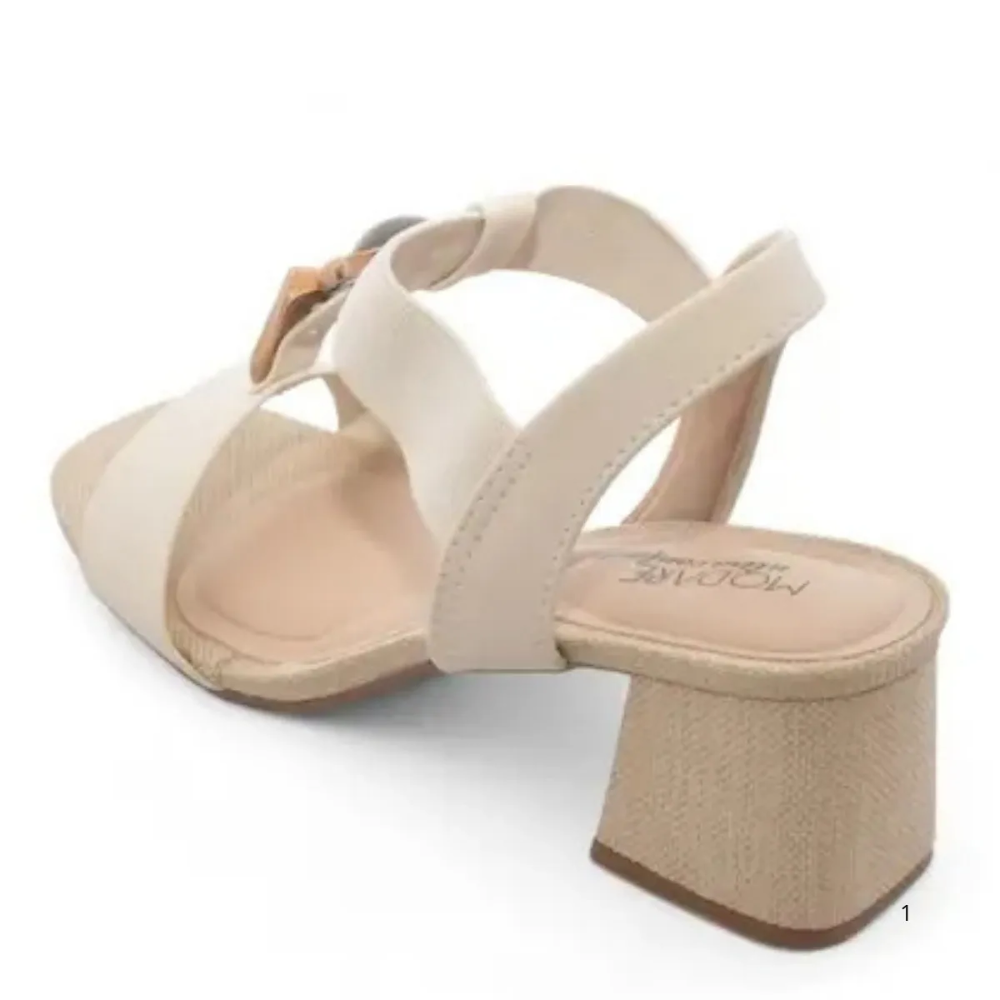 Sandalia Modare Salto Bloco Creme Conforto Elegante Creme 3