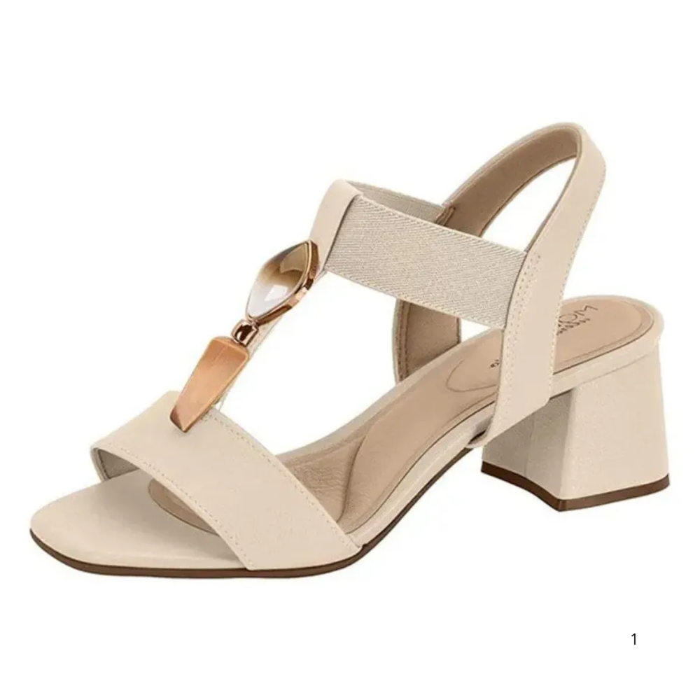 Sandalia Modare Salto Bloco Creme Conforto Elegante Creme 4