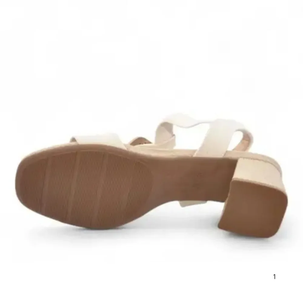 Sandalia Modare Salto Bloco Creme Conforto Elegante Creme 6