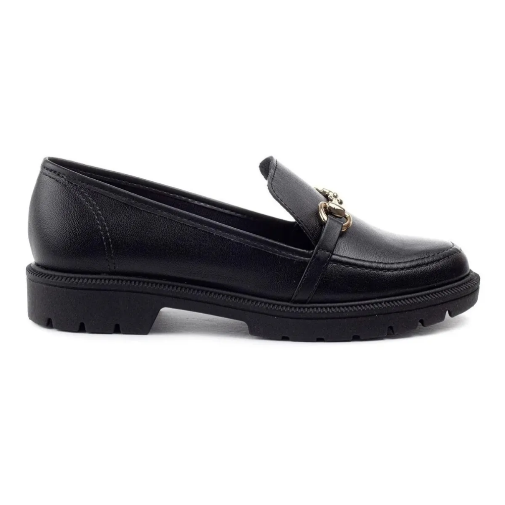 Mocassim Beira Rio Loafer Conforto Tratorado Feminino Preto Preto 3