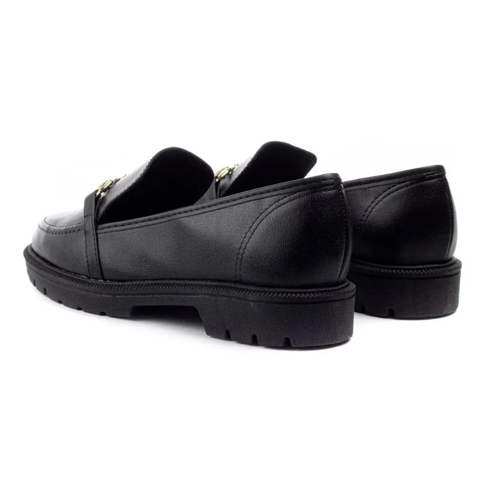 Mocassim Beira Rio Loafer Conforto Tratorado Feminino Preto Preto 6