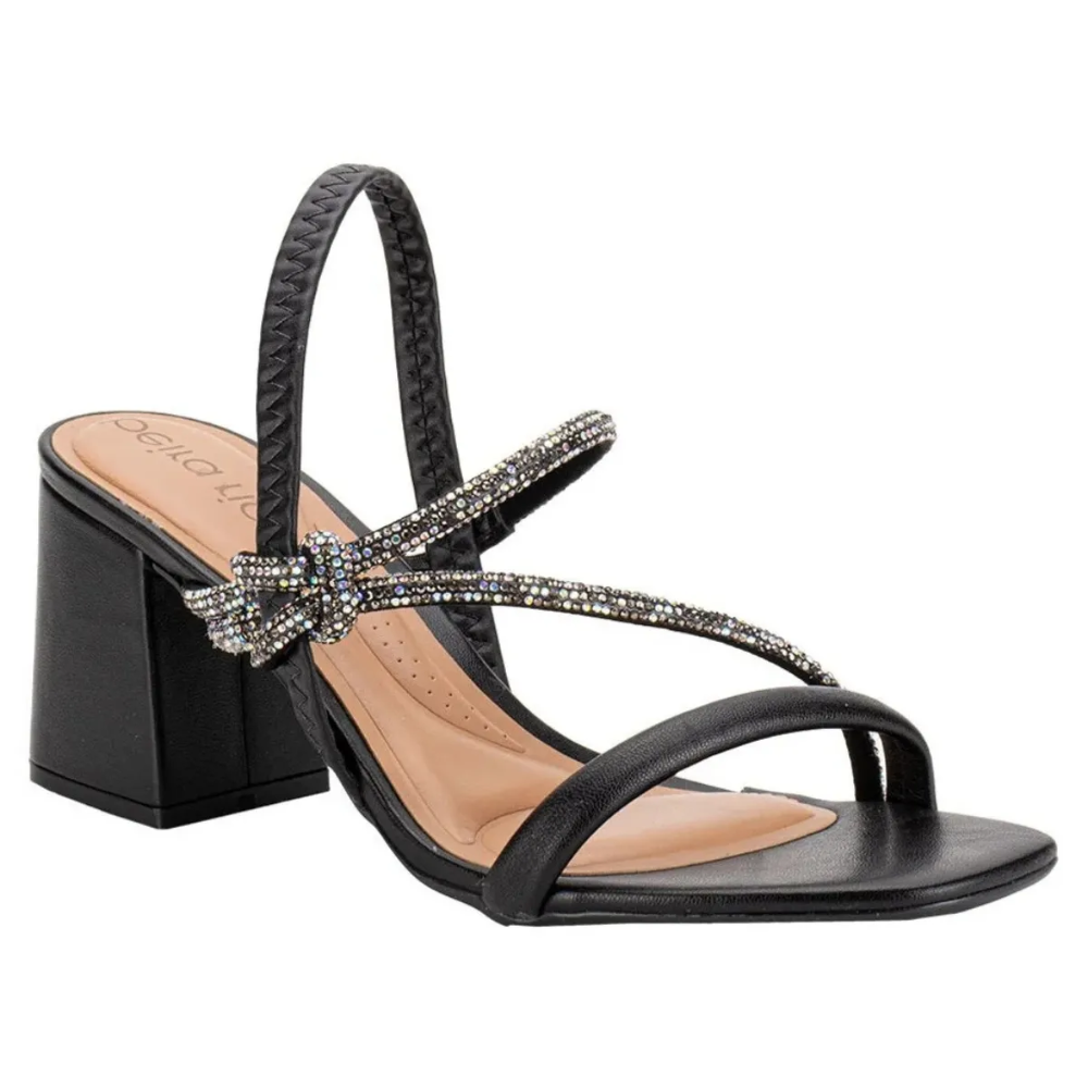 Sandalia Beira Rio Preta com Strass Elegancia e Conforto