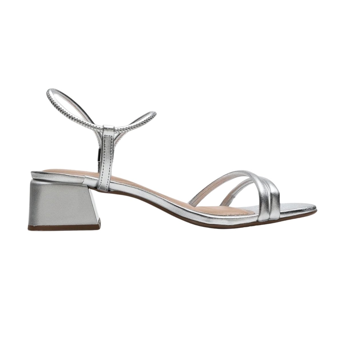 Sandalia Beira Rio Salto Bloco Elegante Prata Prata 2