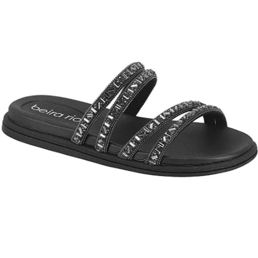 Tamanco Papete Beira Rio Feminino Preto Grafite Conforto