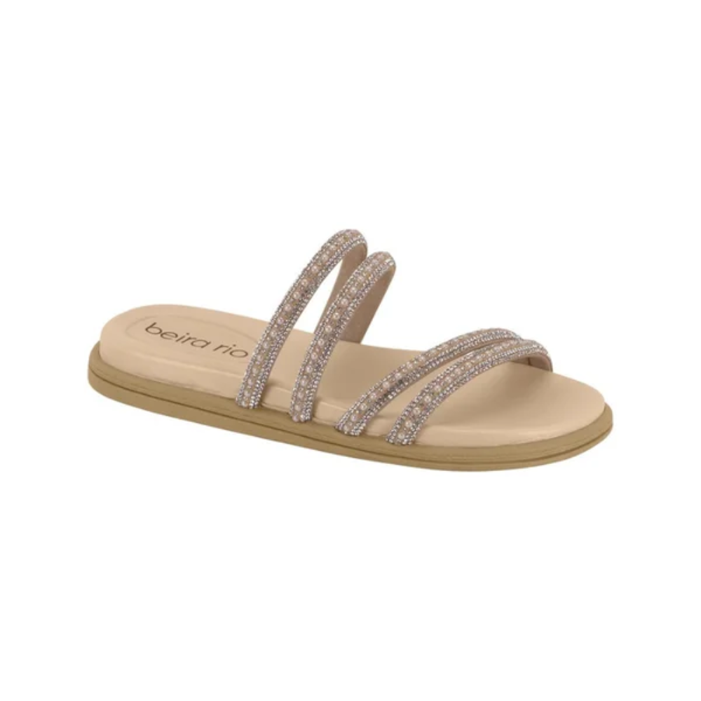 Tamanco Papete Beira Rio Feminino Creme Perola Conforto