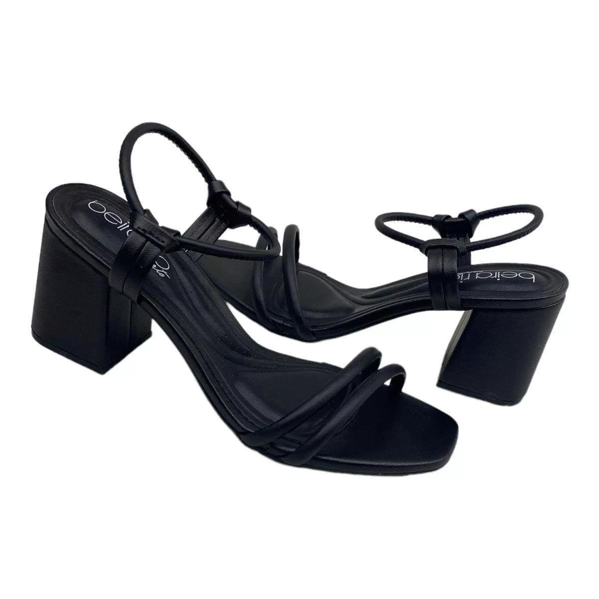 Sandalia Beira Rio Feminina Preta Salto Bloco Conforto Preto 3