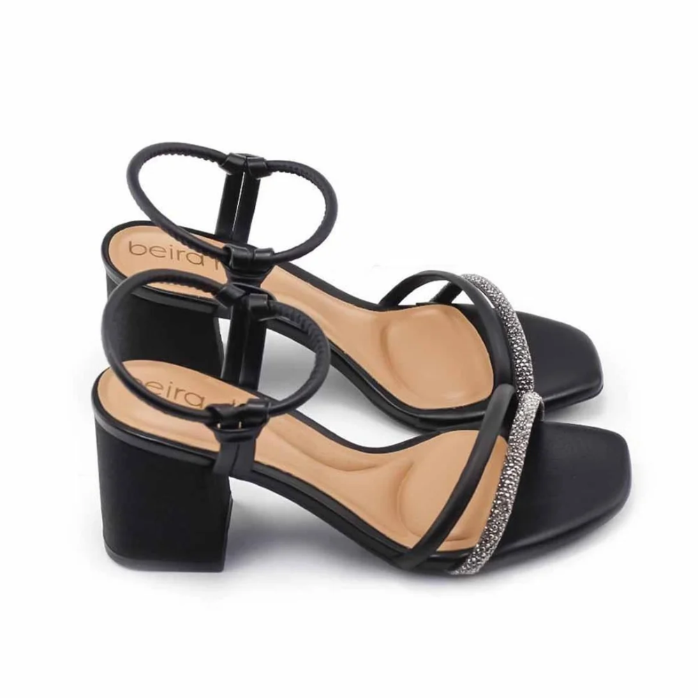 Sandalia Feminina Beira Rio Diamante Preto Confortavel Diamante/Preto 3