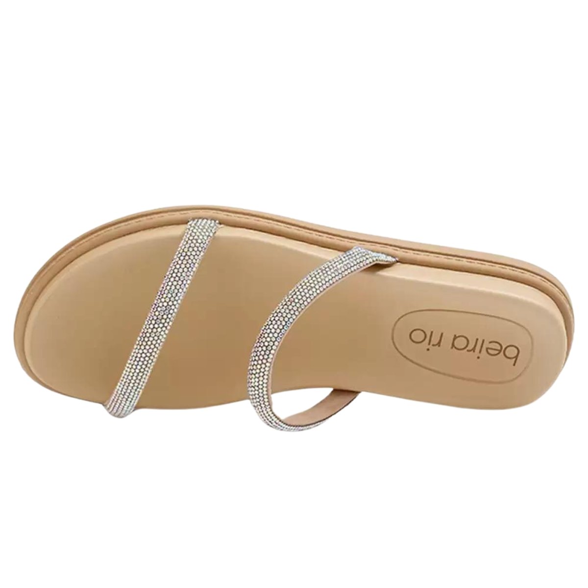 Papete Beira Rio Duas Tiras Strass Feminina Creme Cristal/Creme 3