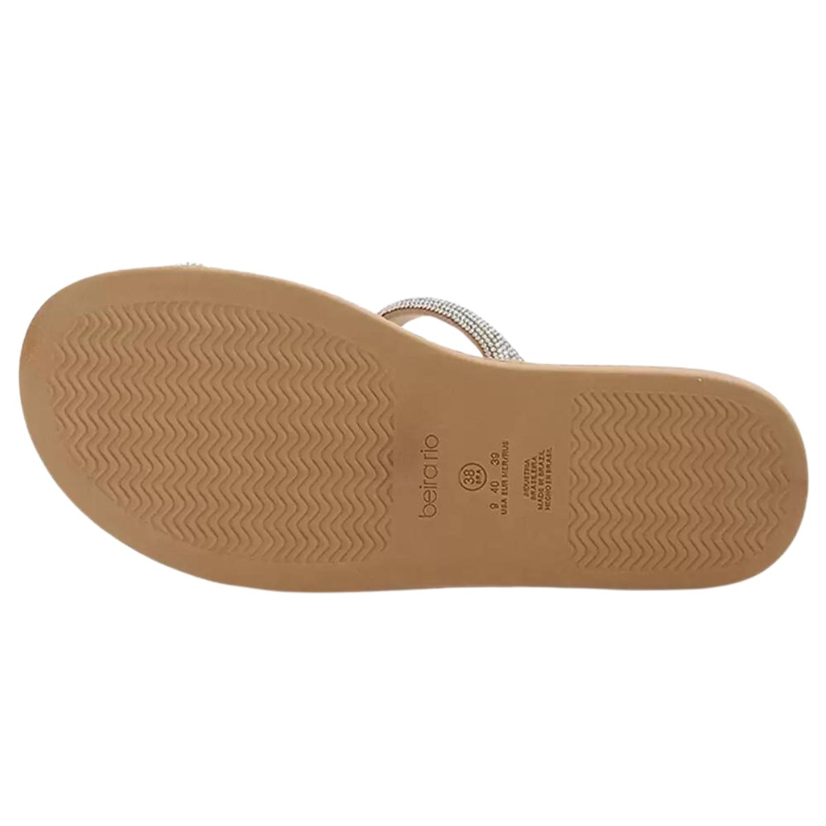 Papete Beira Rio Duas Tiras Strass Feminina Creme Cristal/Creme 4