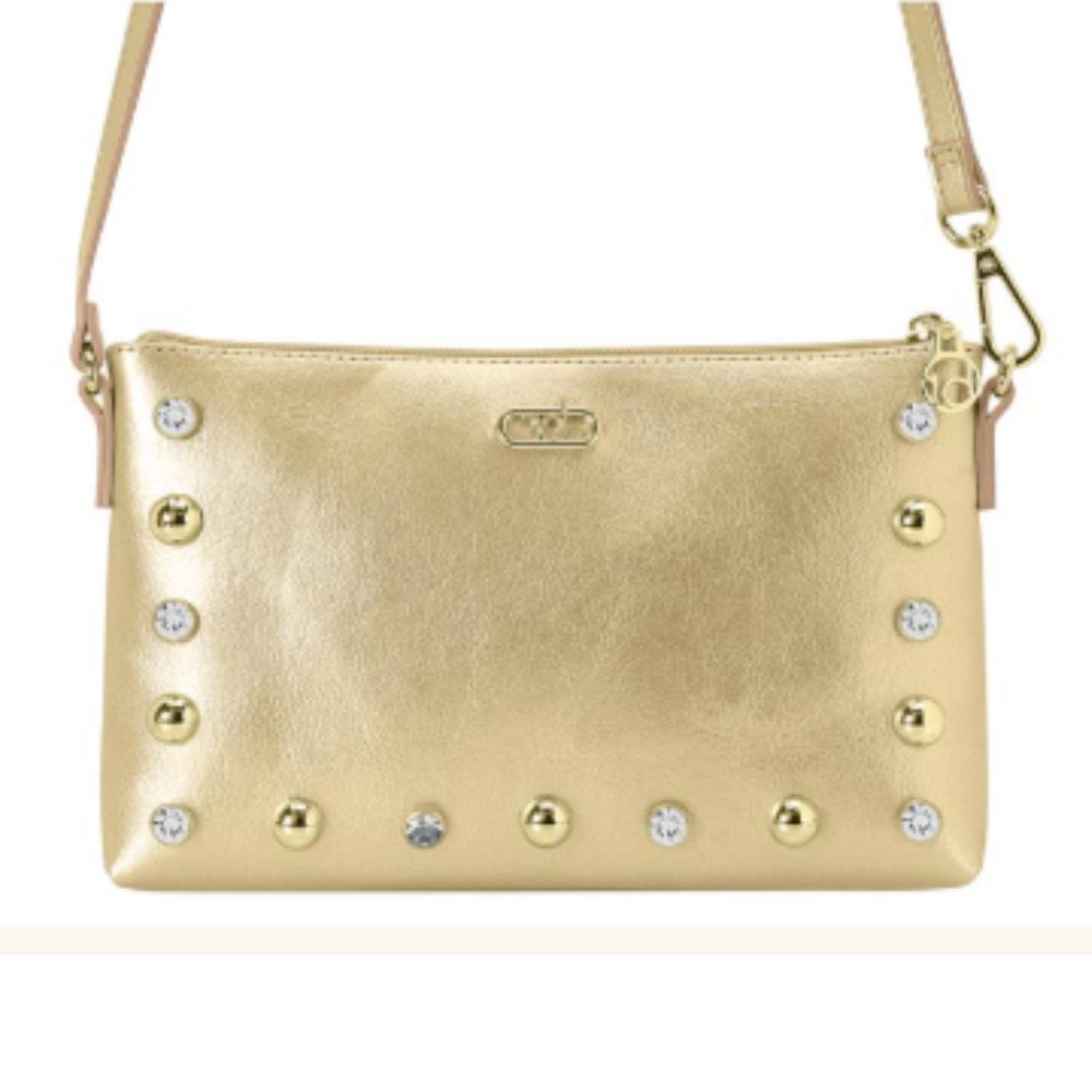 Bolsa Beira Rio Tiracolo Alca Transversal Dourada