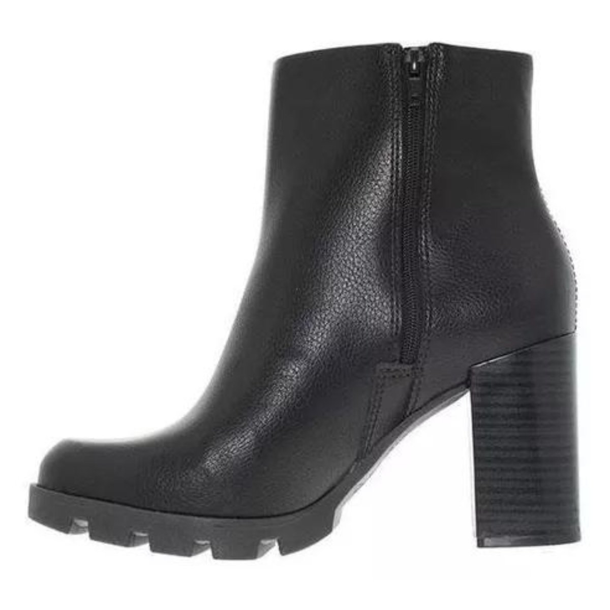 Bota Beira Rio Salto Alto Cano Curto Feminina Preta Preto 3