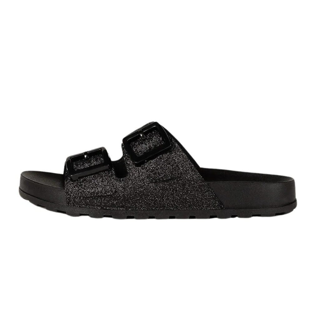 Papete Moleca Rasteira Glitter Mini Shine Feminina Preta Preto 2