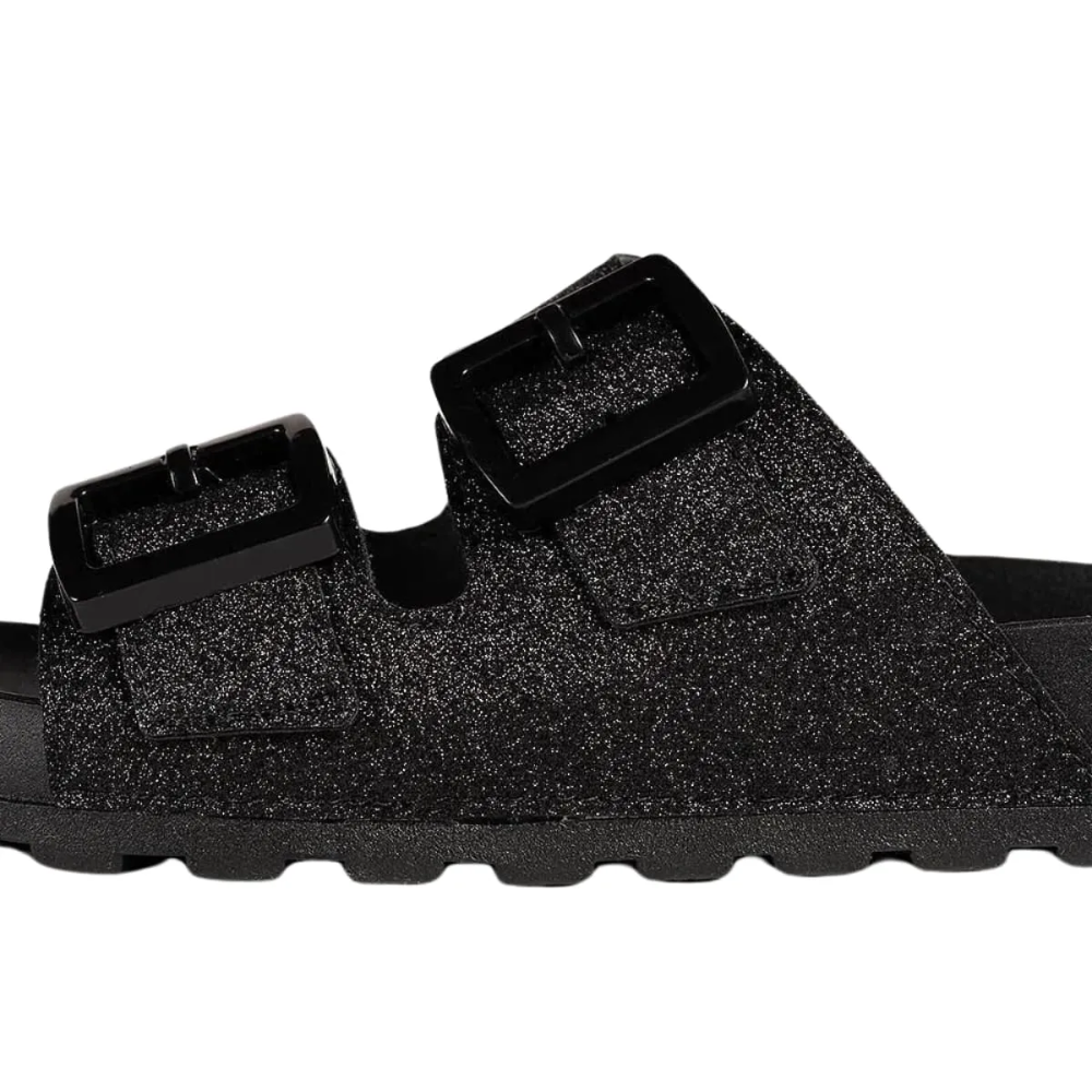 Papete Moleca Rasteira Glitter Mini Shine Feminina Preta Preto 4